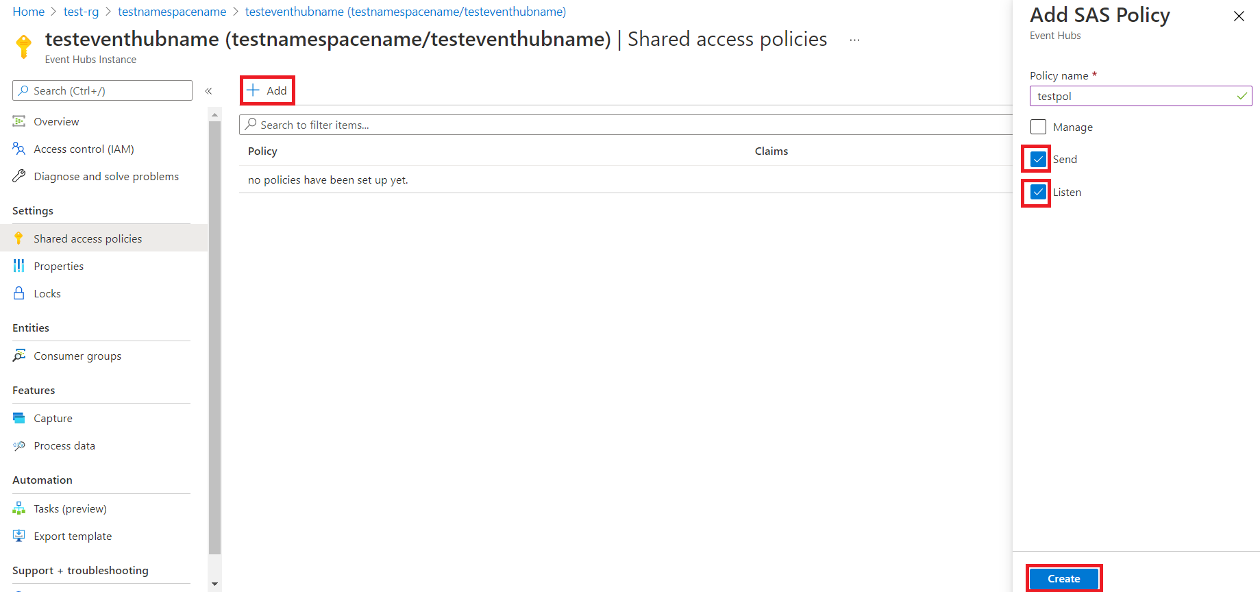 Create access policy