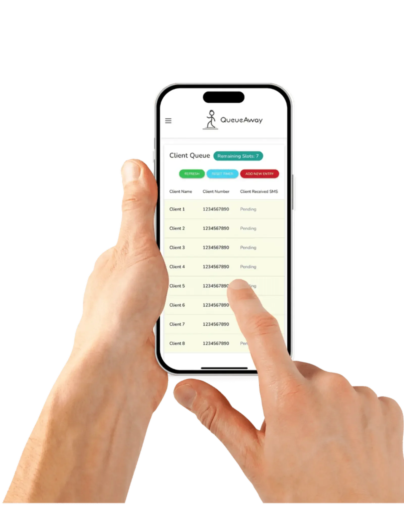 QueueAway digital queue management app interface