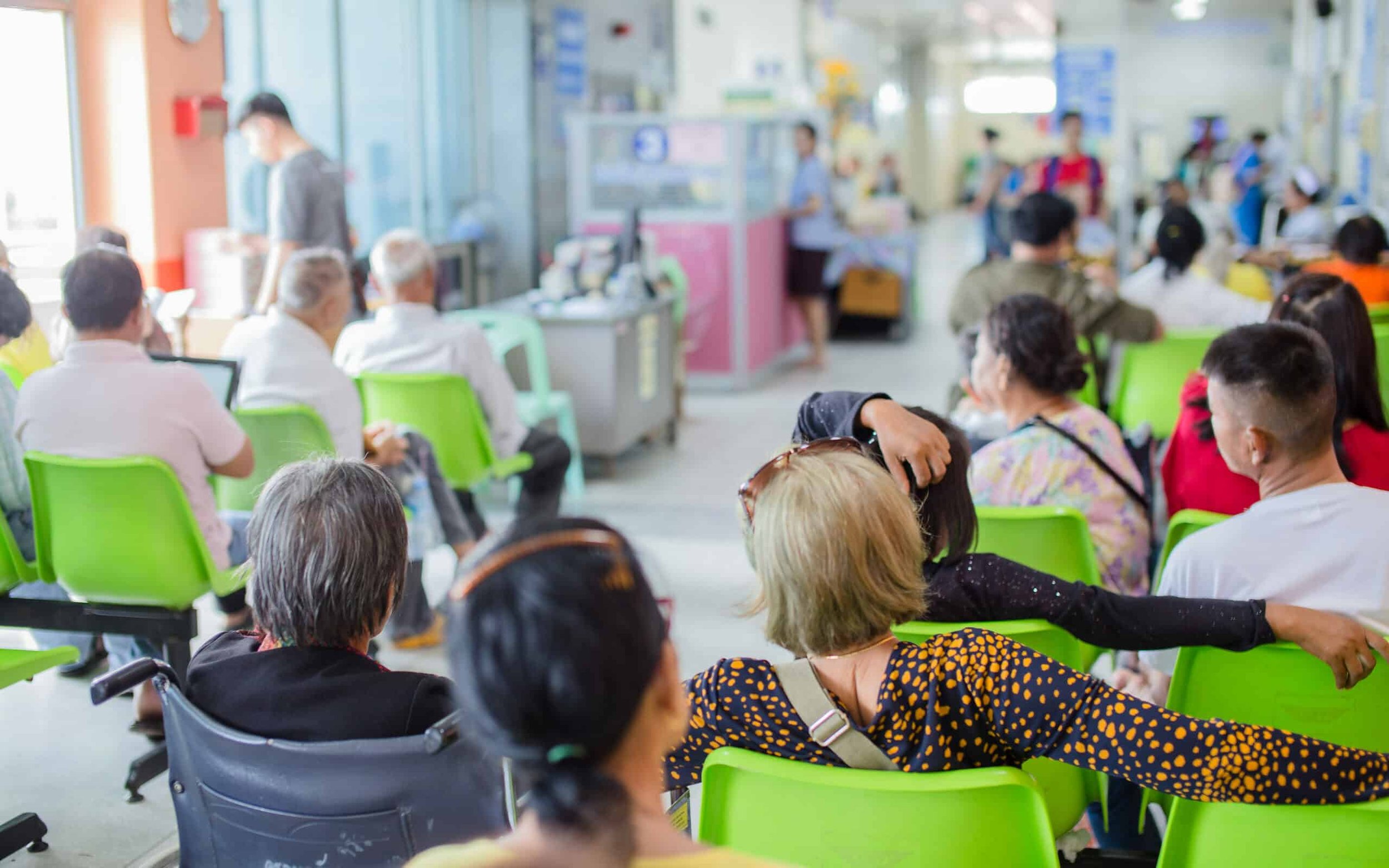 Queue management system in a healthcare clinic waiting room