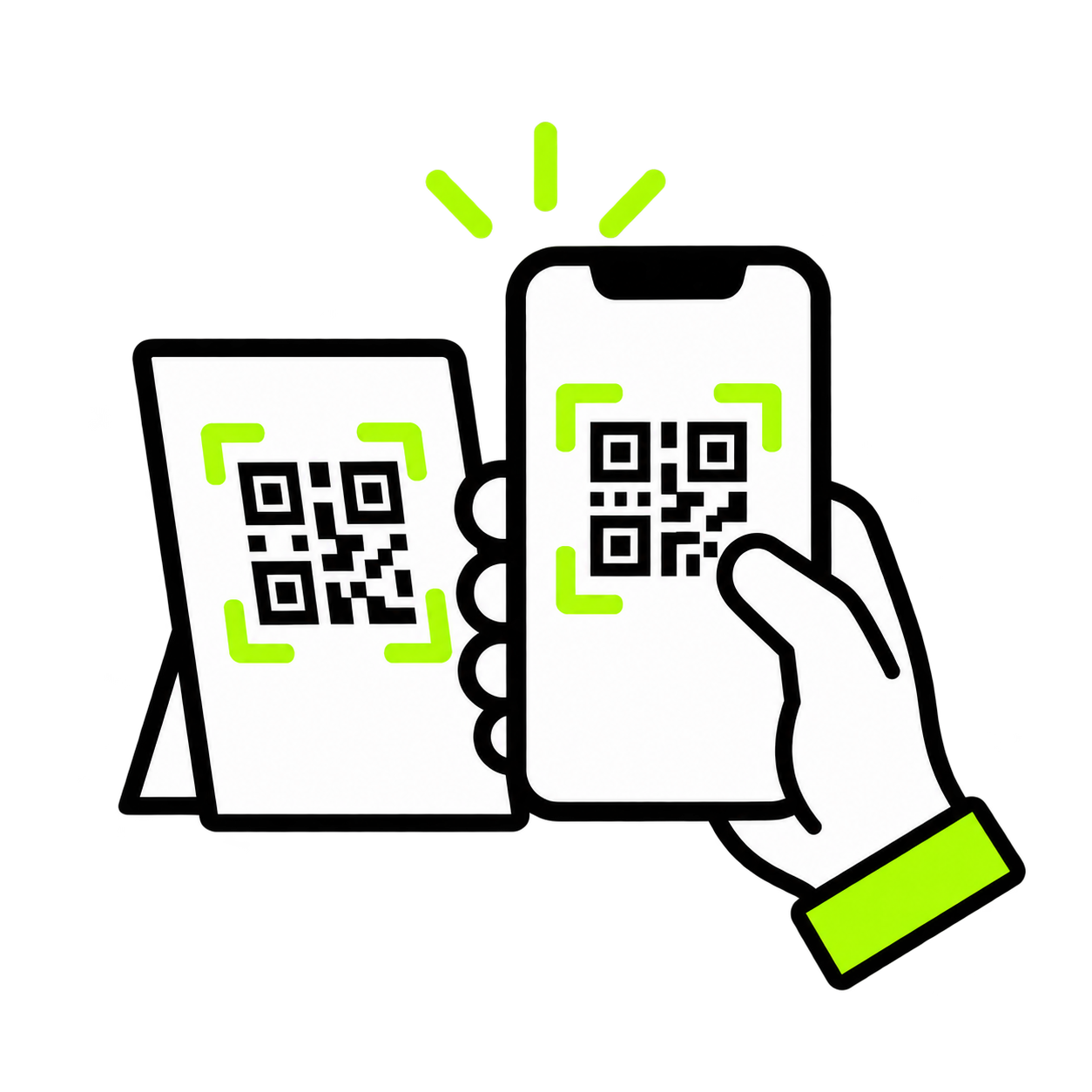 Customer scanning a QR code on their phone to join a virtual queue
