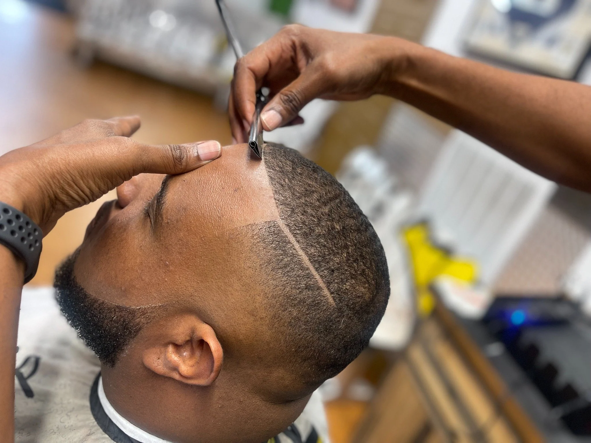 Precision razor lineup in progress at Barber Skate Shop