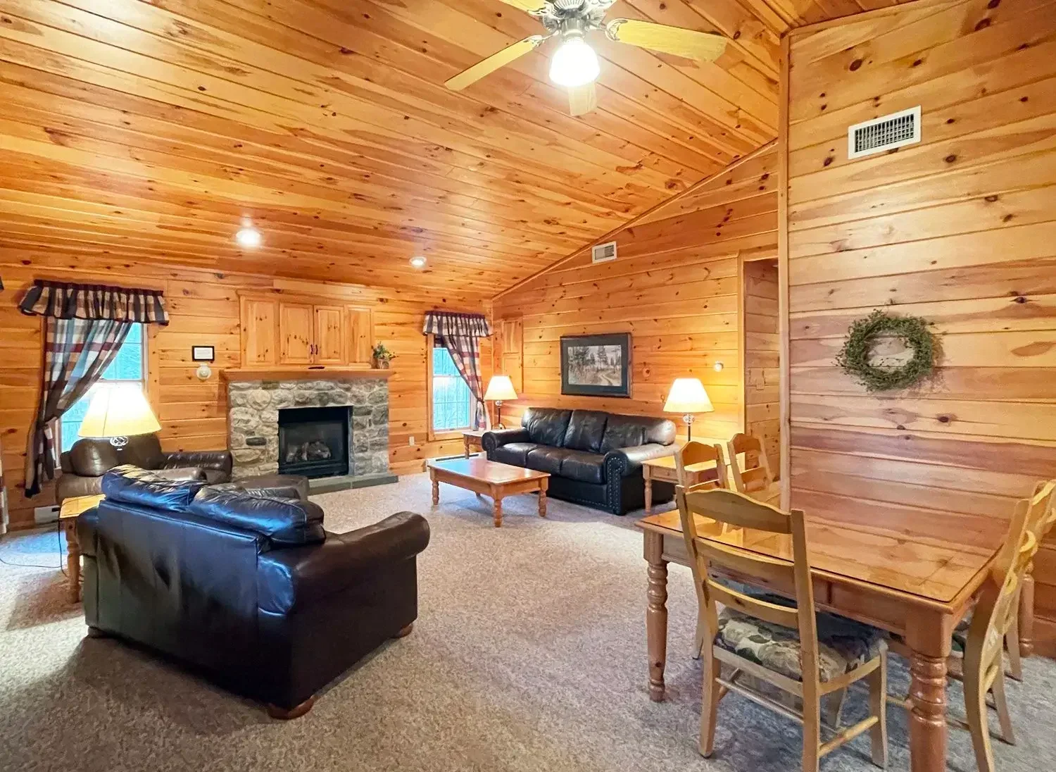 Hemlock Cabin 54 living and dining area