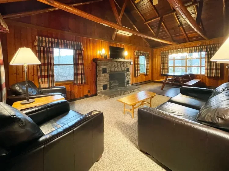 Lakeview Cabin 16 living and dining area