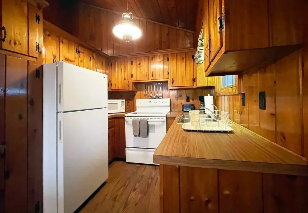 Full kitchen inside Lakeview Cabin #34
