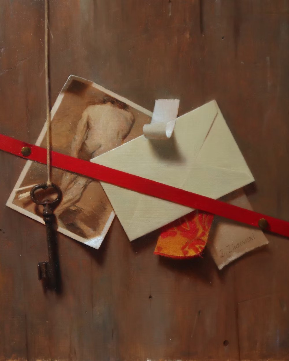 Trompe L'oeil With An AcadÃ©mie, by Dale Zinkowski, Oil on panel