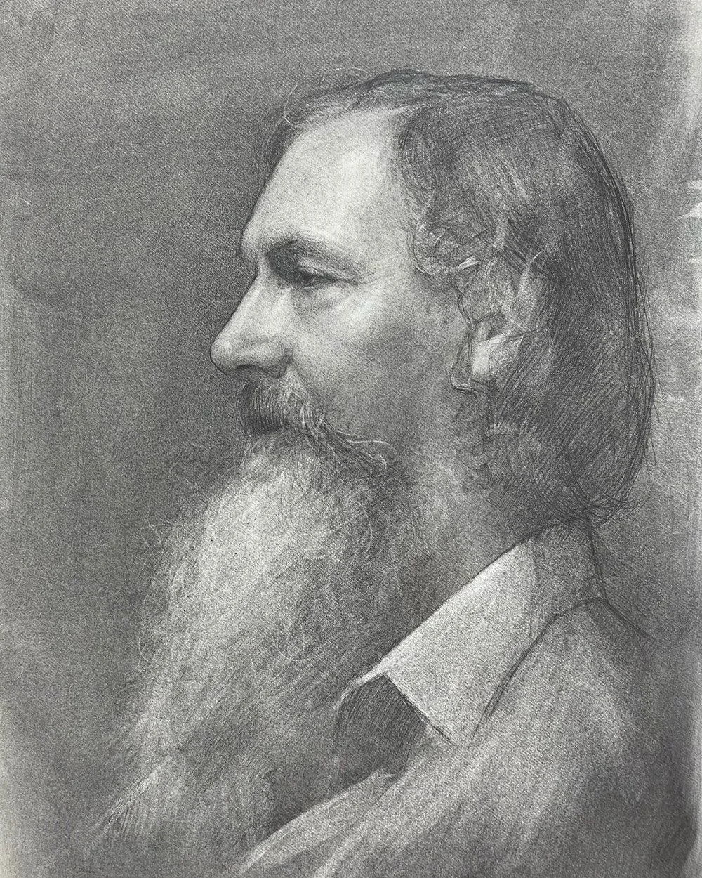 Portrait Of Andrew, by Travis Seymour, Graphite on toned paper