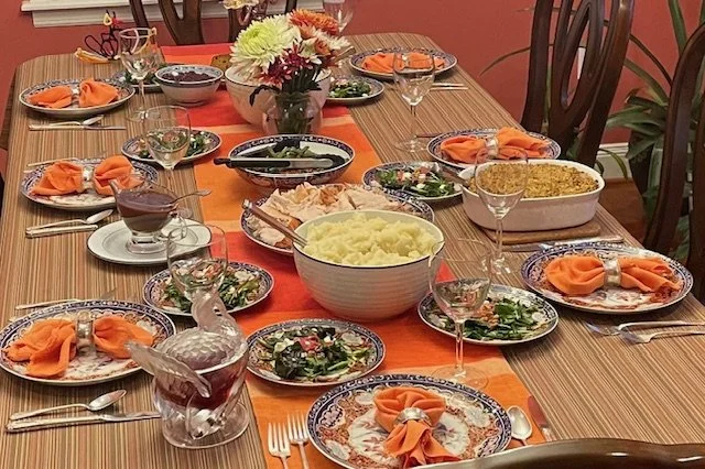 A set Thanksgiving table