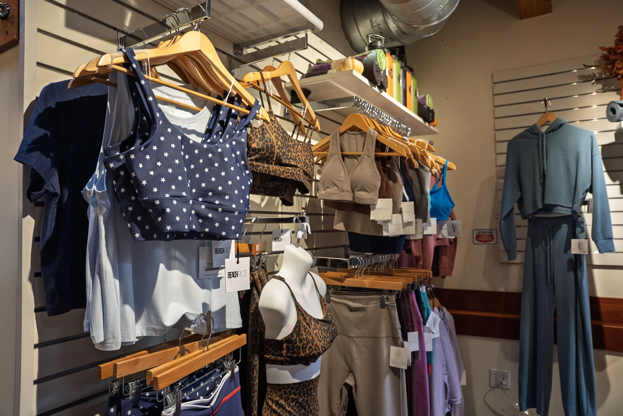 Activewear on display in the Yoga Health Center boutique