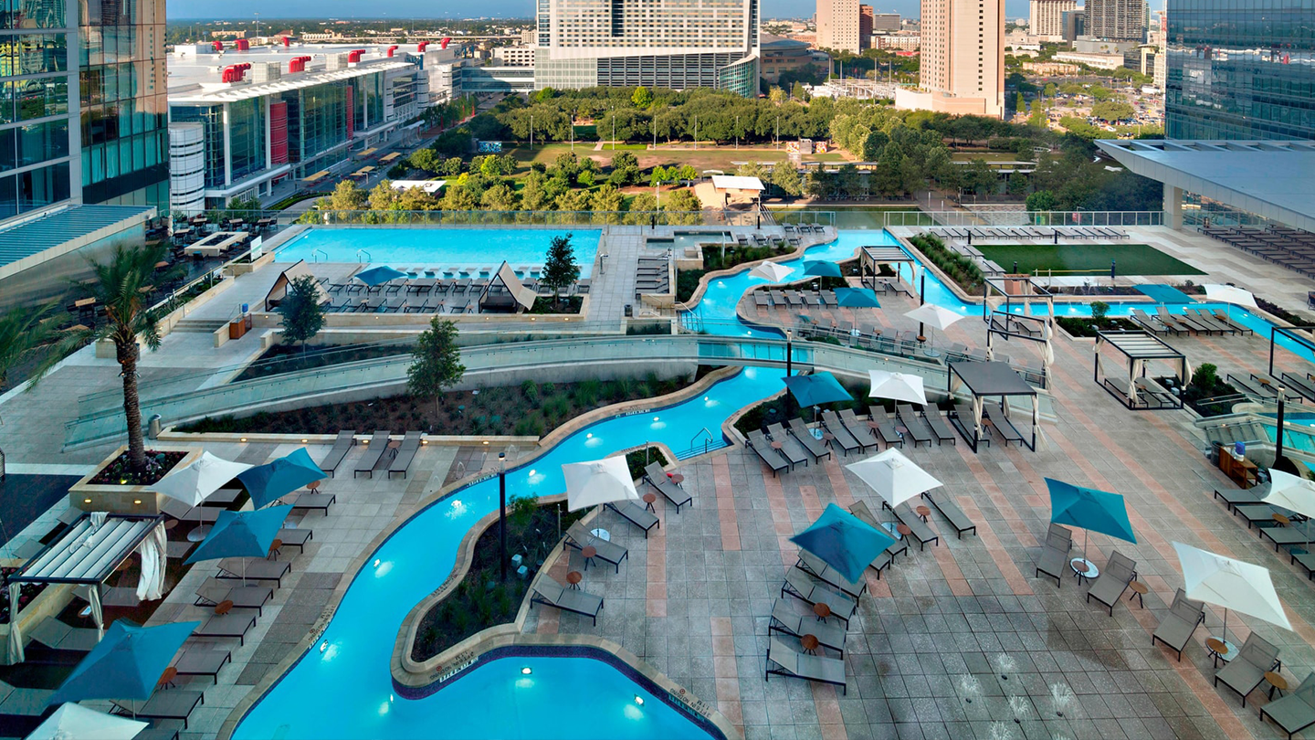 Rooftop pool deck at the Marriott Marquis, Houston — venue for SAF North America Congress 2026