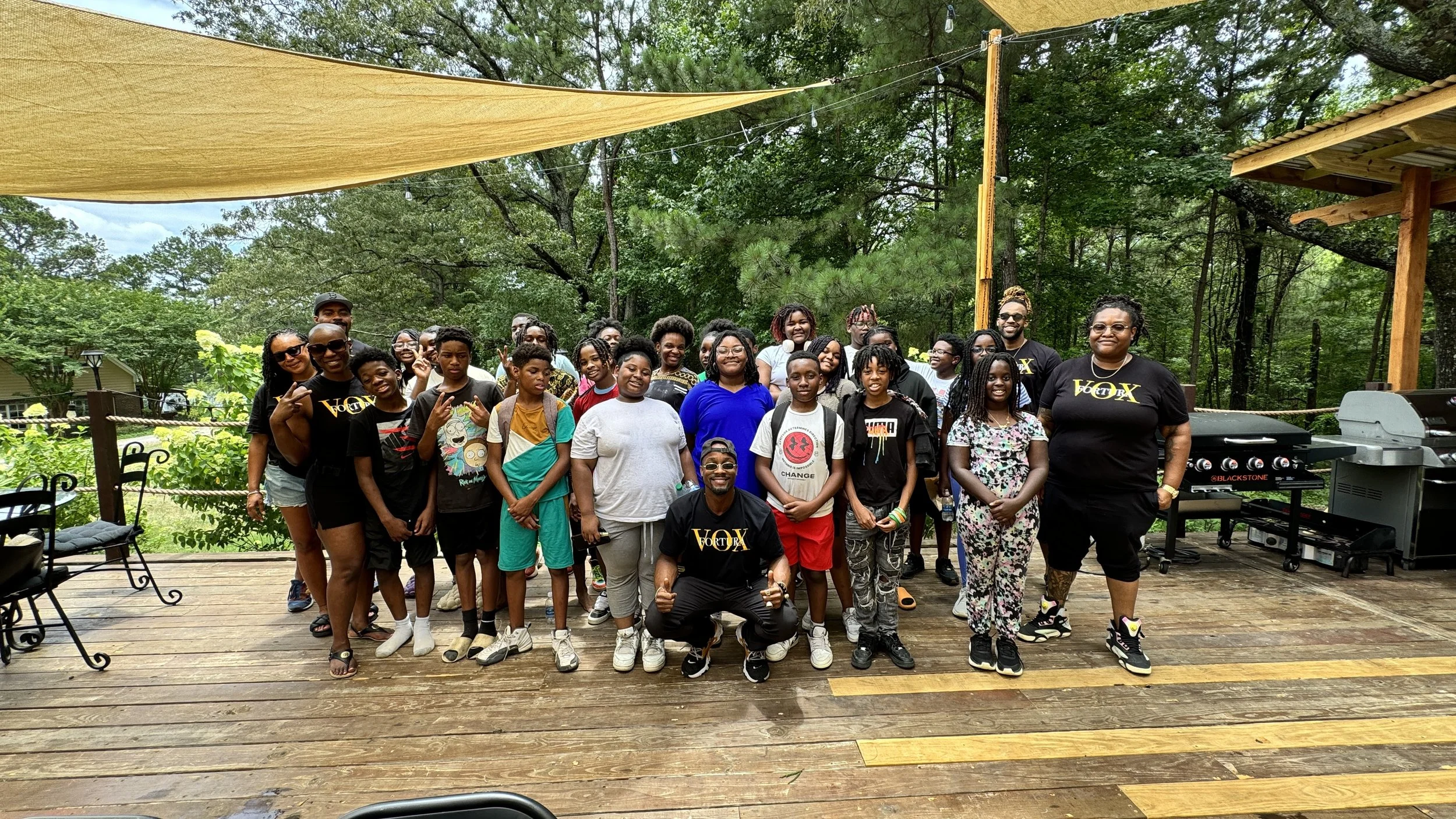 Vox Academy students and staff together at an outdoor end-of-camp gathering