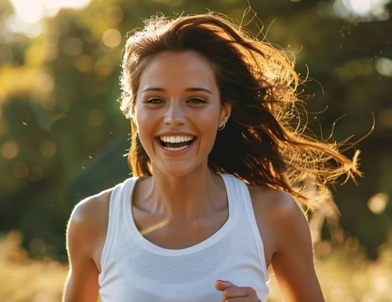 Woman running outdoors, representing Cervidor deer wellbeing products