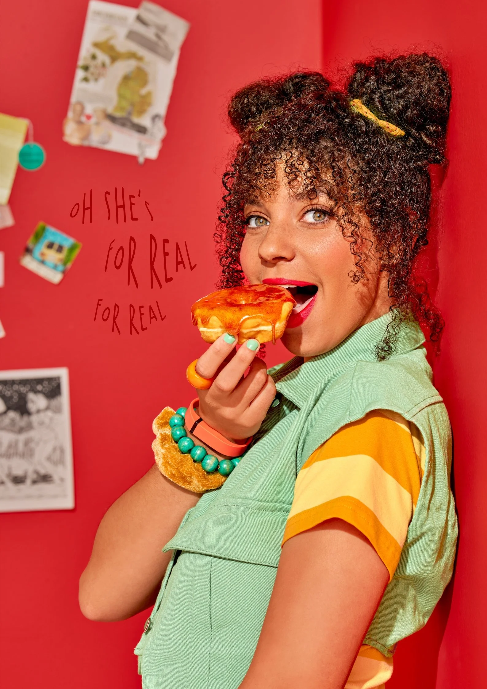Oh she's for real for real. The first bite.