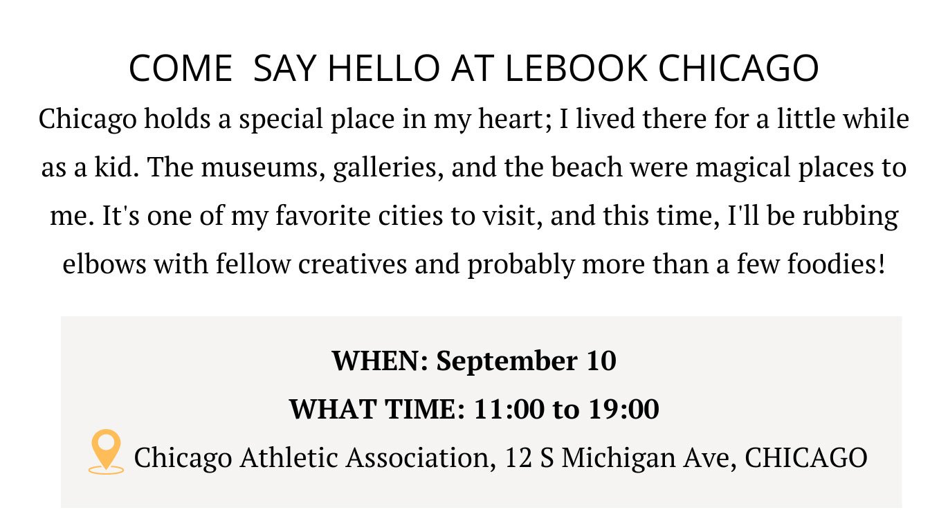 Come say hello at Lebook Chicago, September 10th