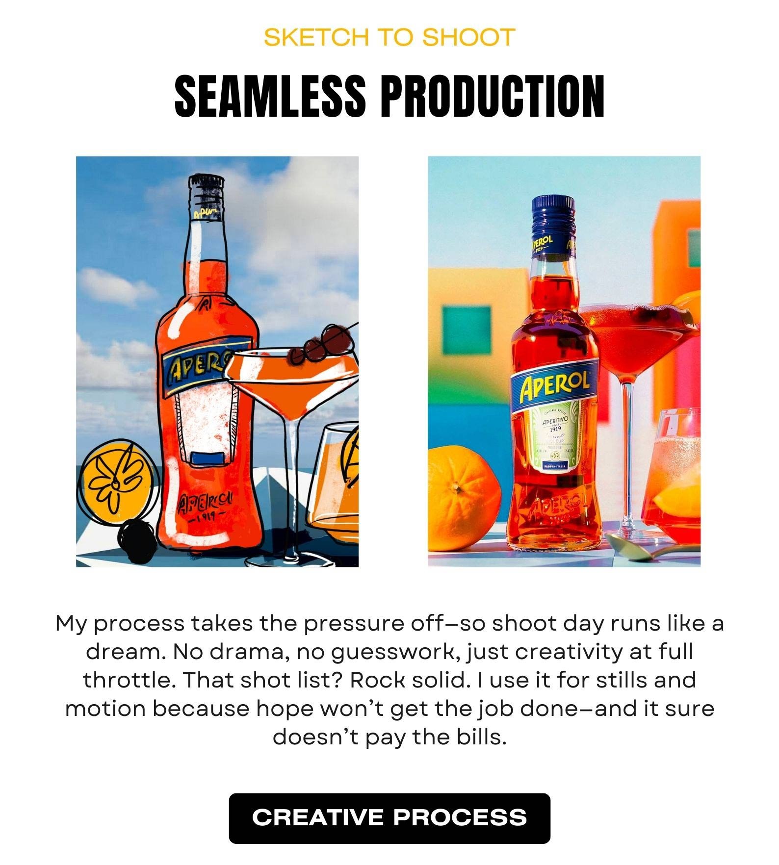 My process takes the pressure off—so shoot day runs like a dream. No drama, no guesswork, just creativity at full throttle. That shot list? Rock solid. I use it for stills and motion because hope won’t get the job done—and it sure doesn’t pay the bills.