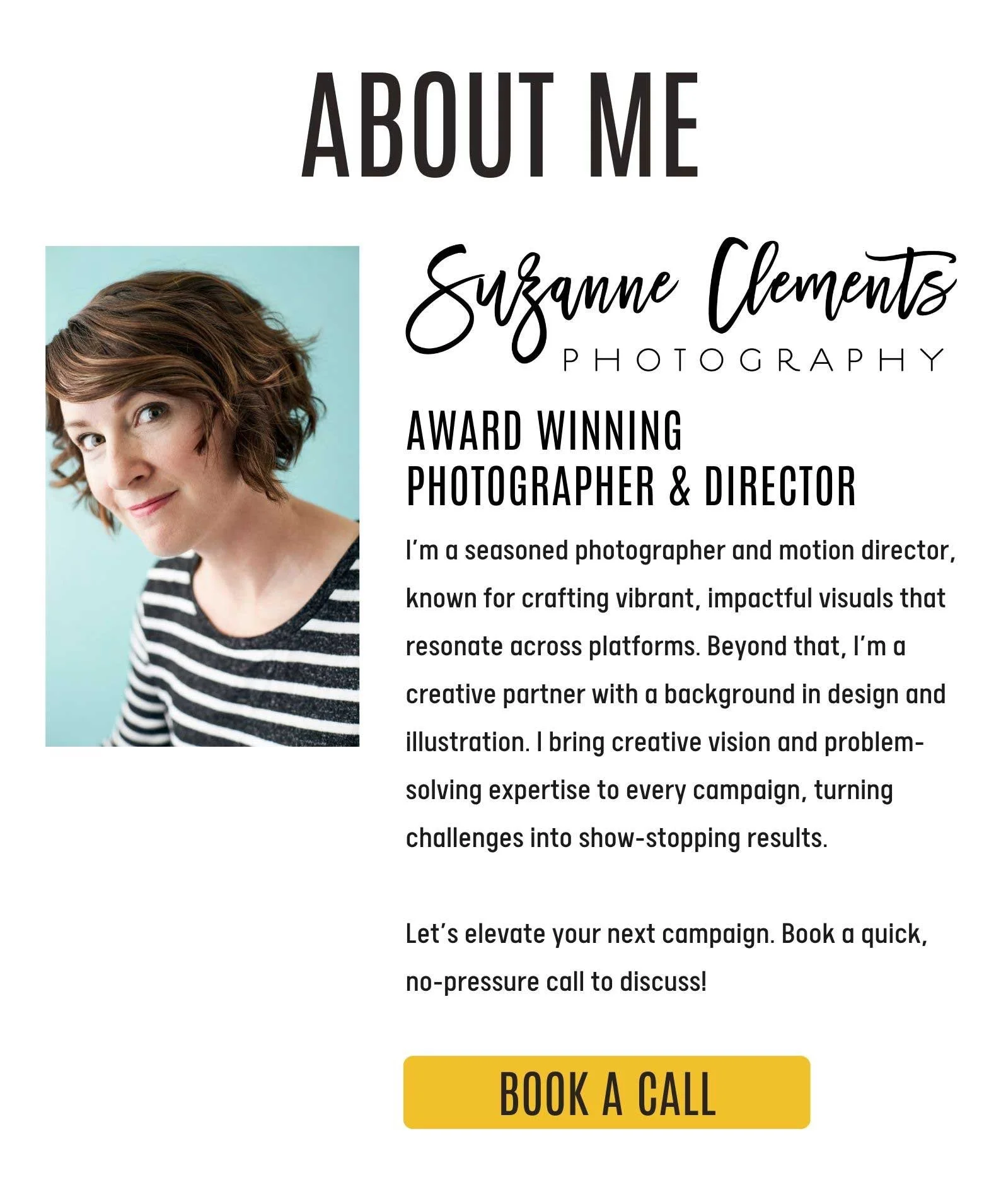 ABOUT ME | AWARD WINNING PHOTOGRAPHER & DIRECTOR  I’m a seasoned photographer and motion director, known for crafting vibrant, impactful visuals that resonate across platforms. But beyond that, I’m a creative partner with a background in design and illustration. I bring creative vision and problem-solving expertise to every campaign, turning challenges into opportunities for show-stopping results.  Let’s elevate your next campaign: