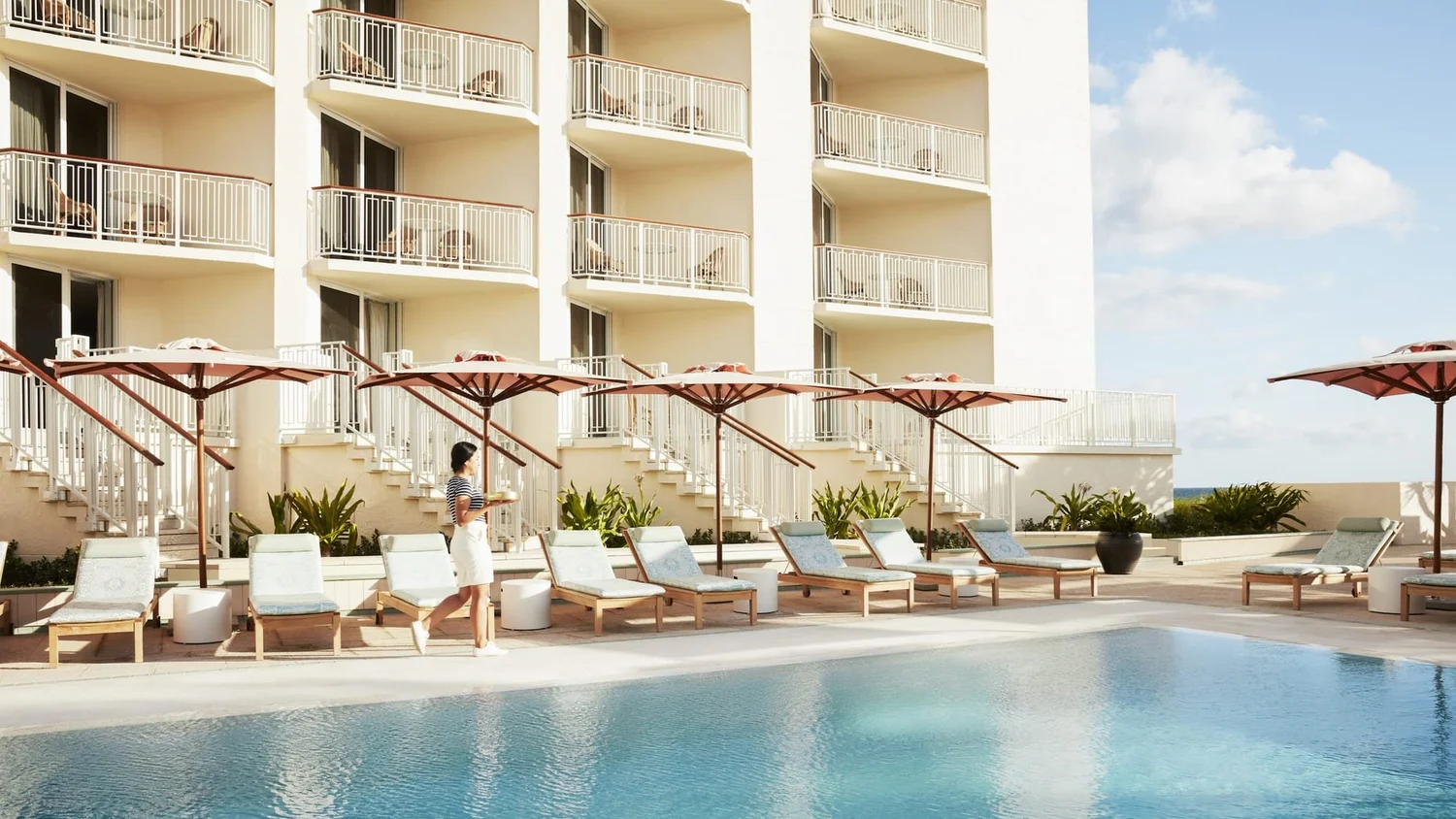 Poolside at a coastal resort