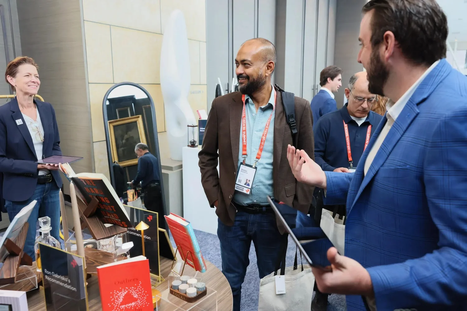 Guests networking at an indoor event