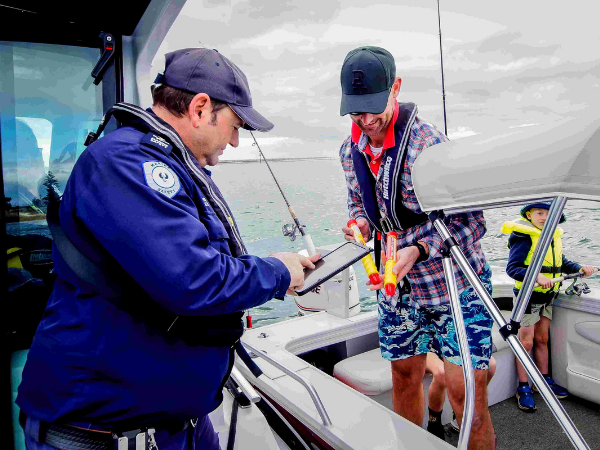 Marine officer conducting safety check