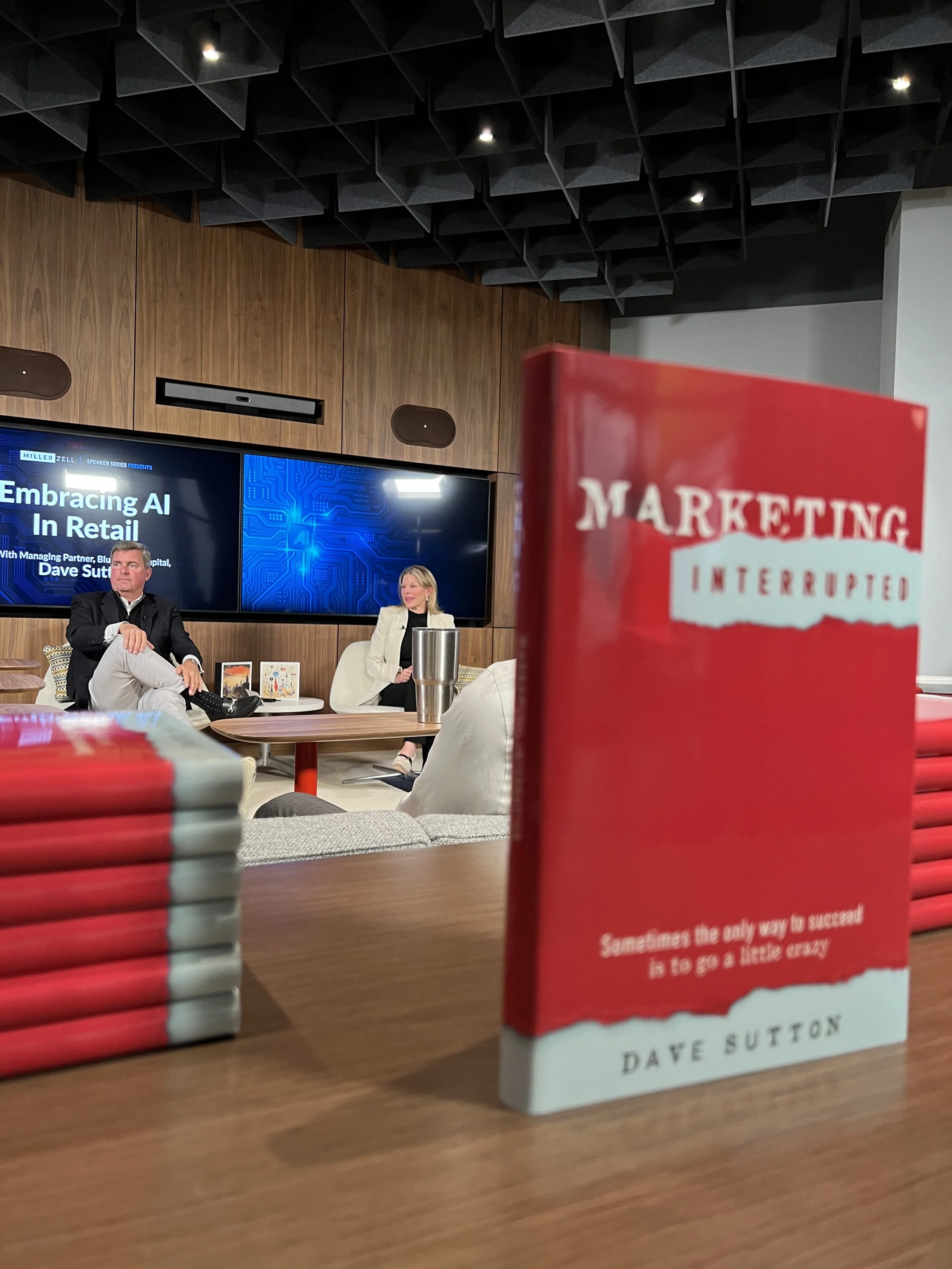 Marketing Interrupted book at an Embracing AI in Retail speaker event