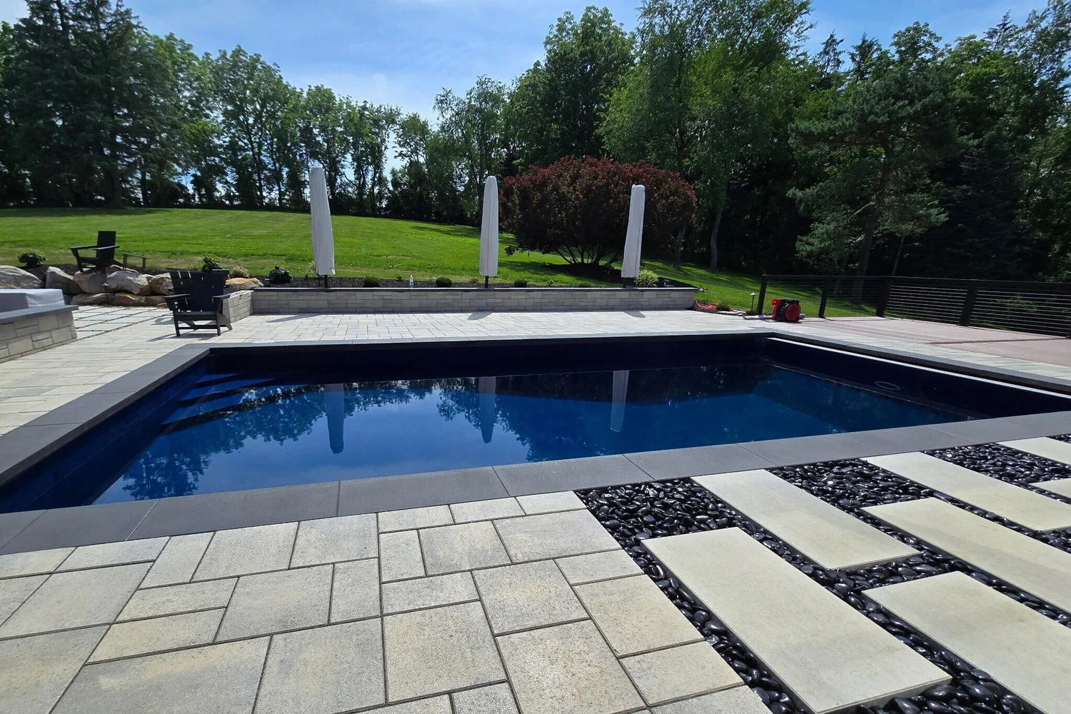 The new liner in and the pool filled