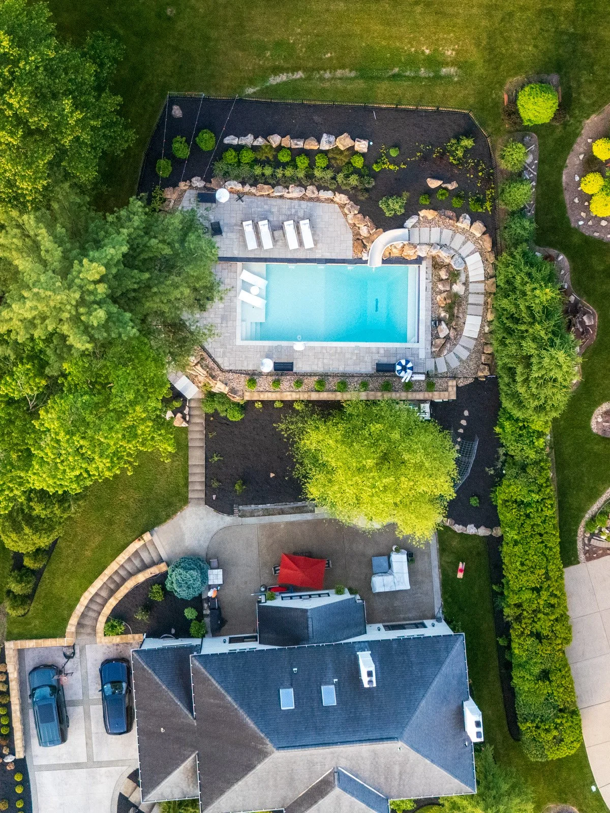 The finished pool terrace from the same viewpoint