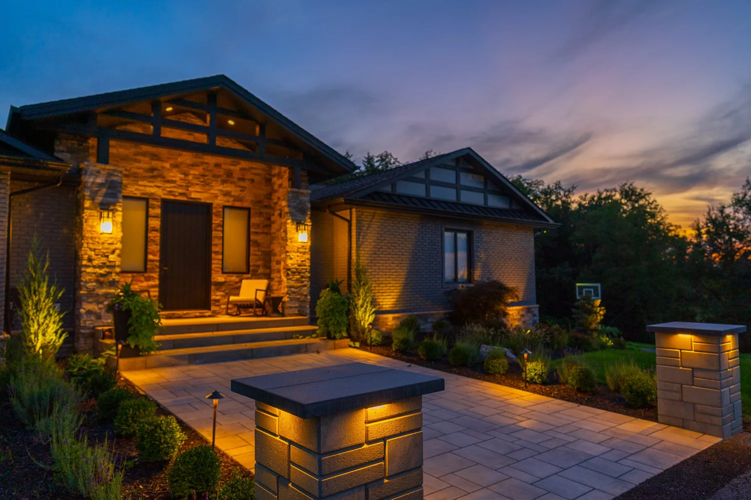Koi Cove: the new front entrance at dusk