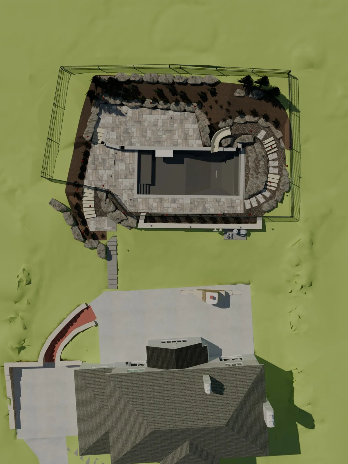 The design model rendered from the same viewpoint