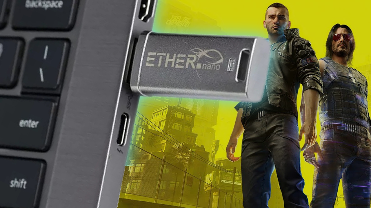 Ram Technologies Ether Nano USB 3.2 Flash Drive playing video games directly from the drive. Cyberpunk 2077 playthrough deonstration.