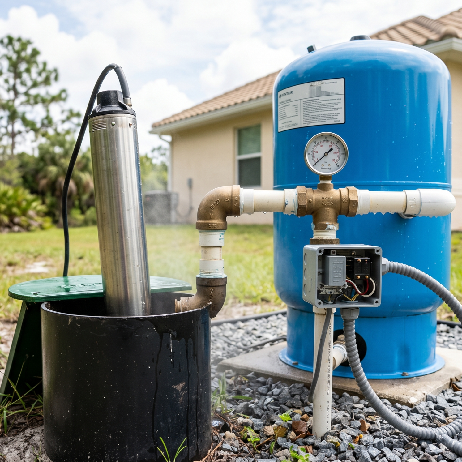sand settling around Central Florida well pump housing