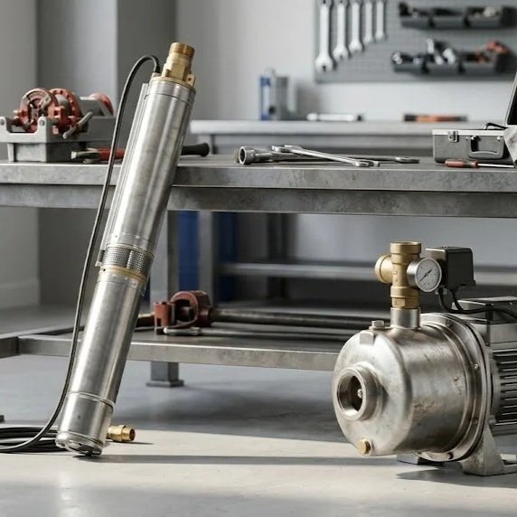 submersible well pump inside casing underwater