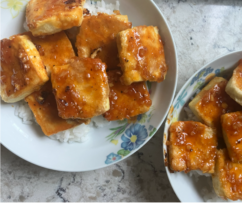 Pan-Fried Gochujang Butter Tofu Bowl