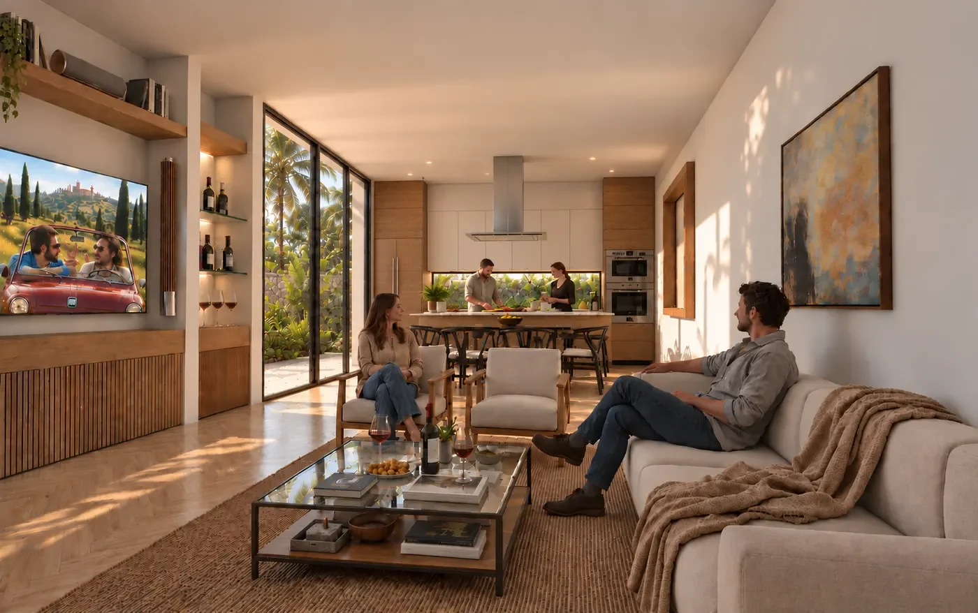 Casa G — Sala, render