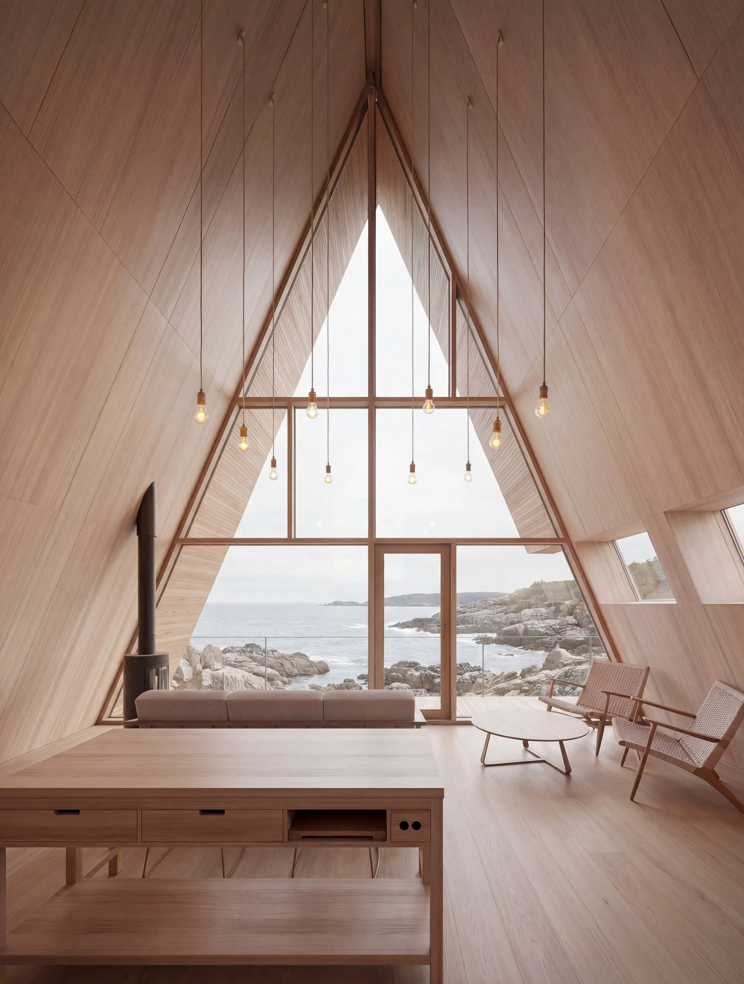 A-Frame Double Height Living Space Rendering