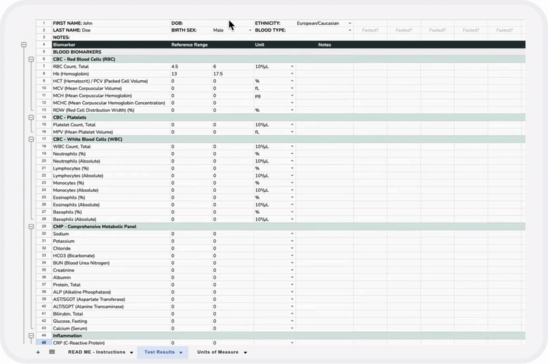 Blood Test Tracker Animation