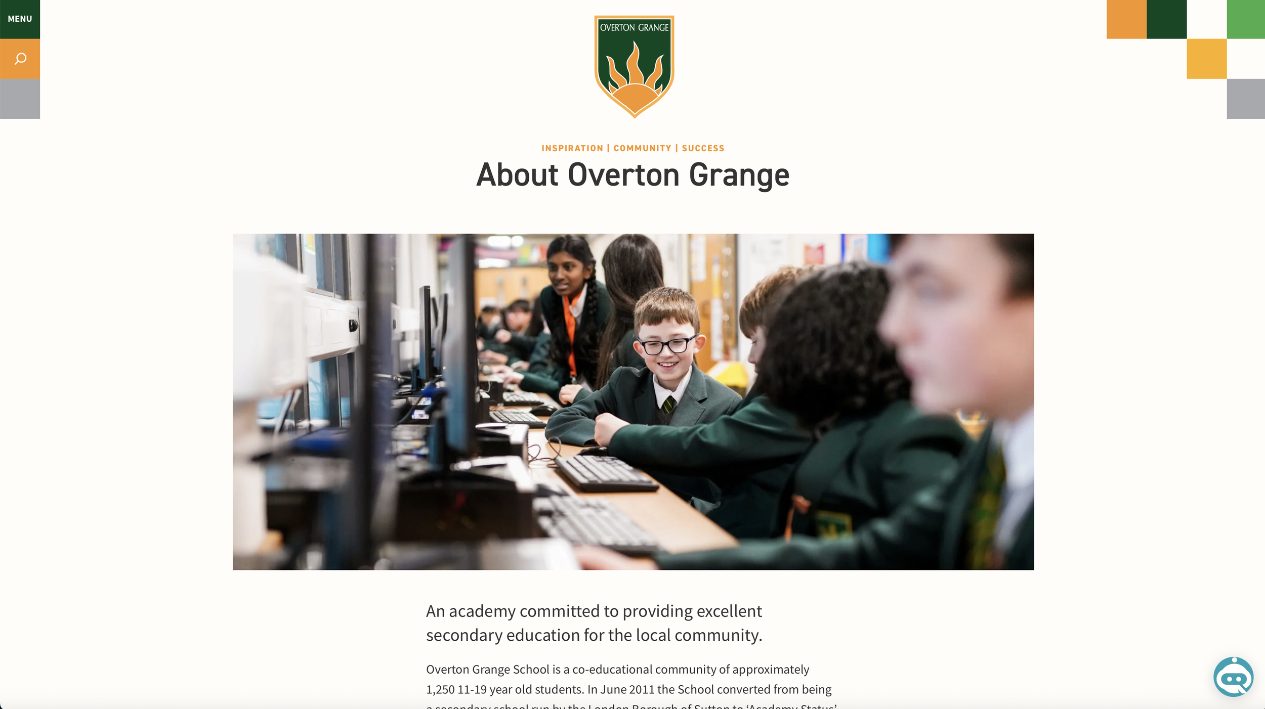Overton Grange website screenshot