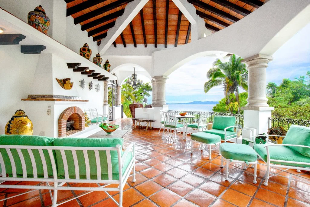 Living and kitchen interior of a Conchas Chinas residence, Puerto Vallarta