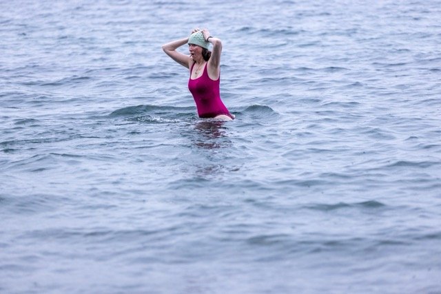 Waist-deep cold water immersion — nervous system reset in Puget Sound