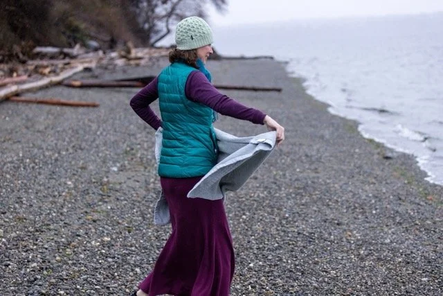 Dawn preparation before cold plunge — Puget Sound, Vashon Island
