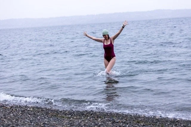 Emerging from Puget Sound — arms wide open, Rebecca Beltran, Vashon Island