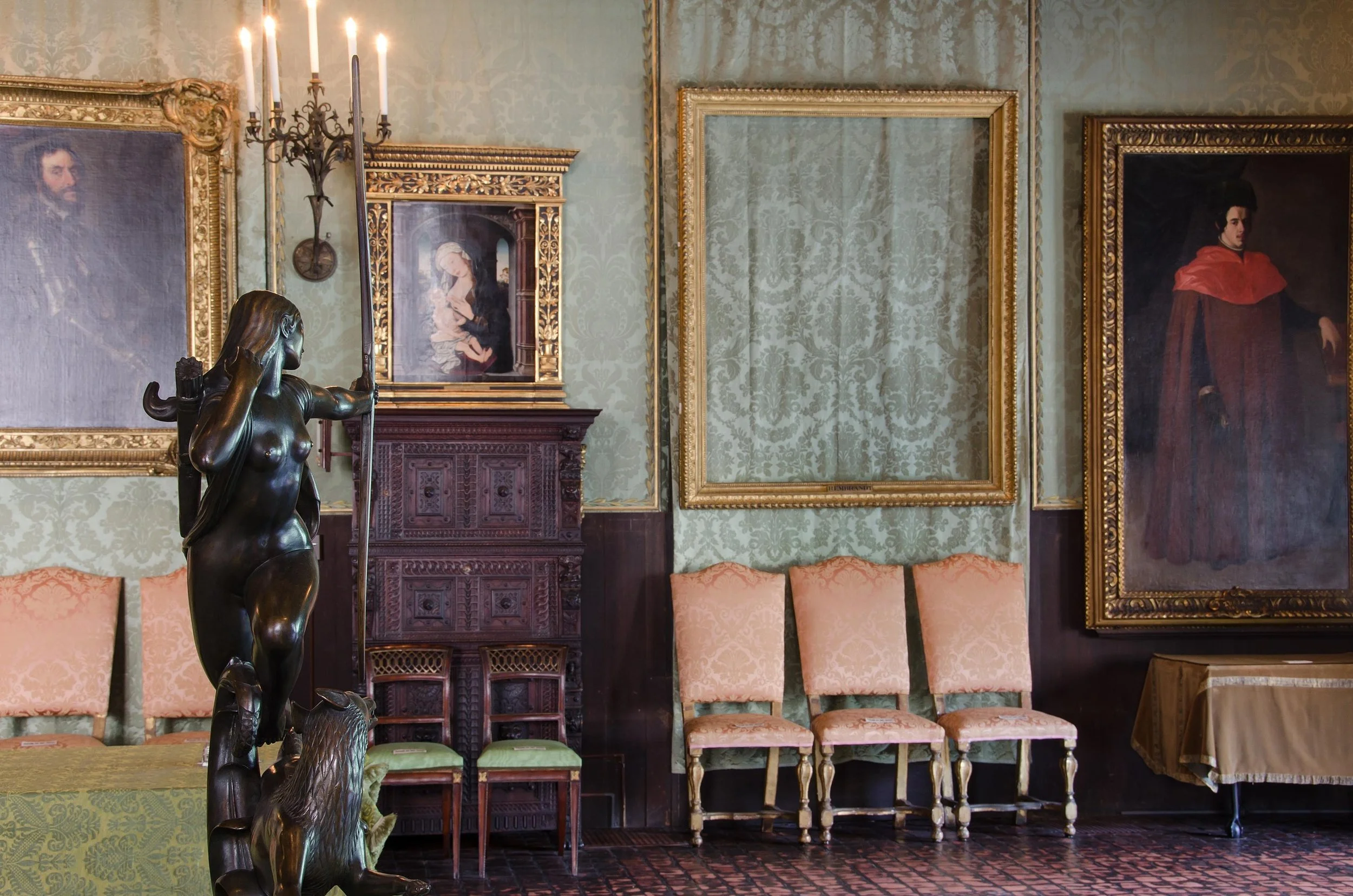 Empty frames at Isabella Stuart Gardner Museum post-heist