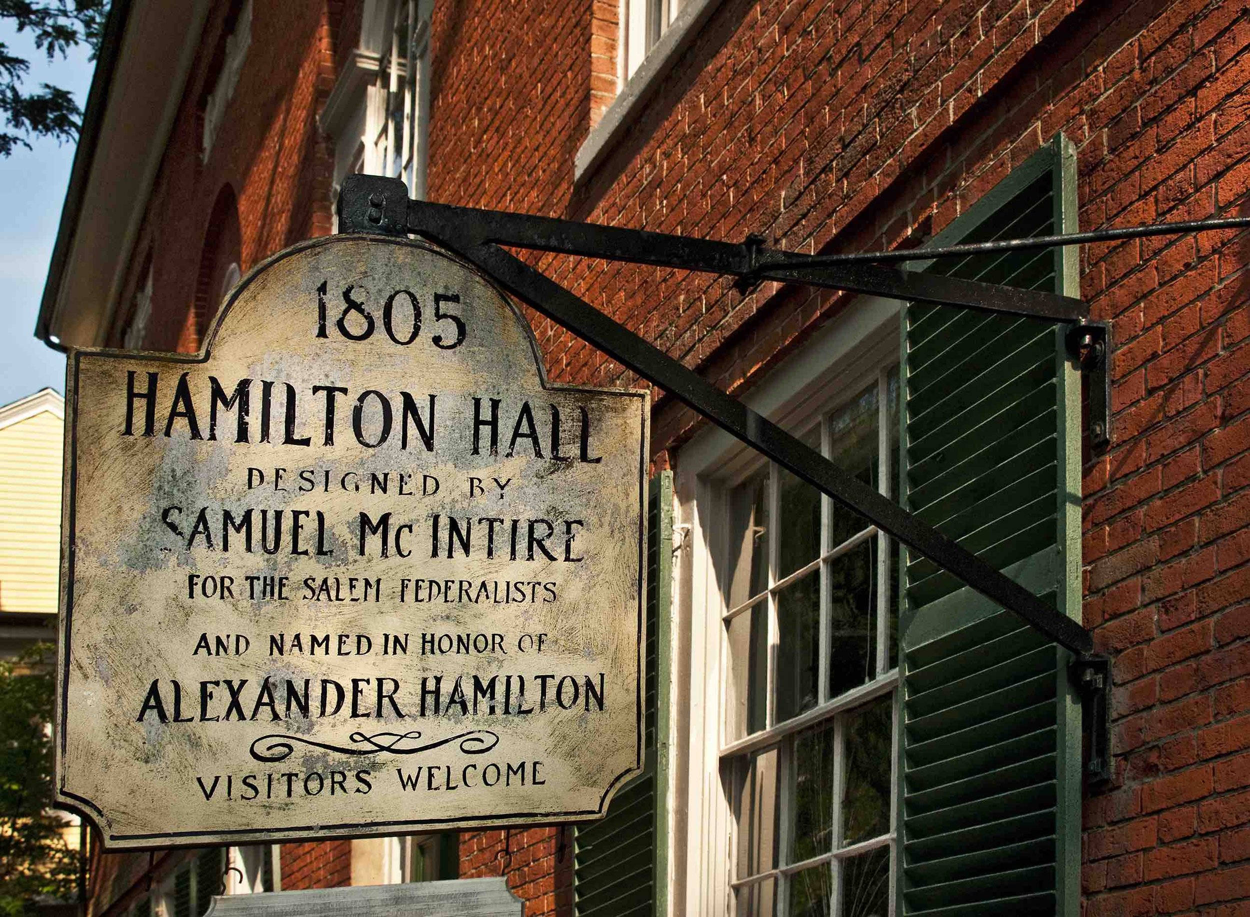 Hamilton Hall Sign in Salem, MA