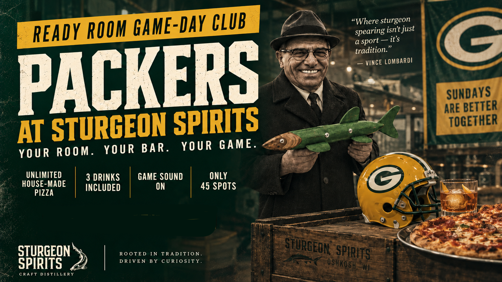 Ready Room Packers Game-Day Club at Sturgeon Spirits
