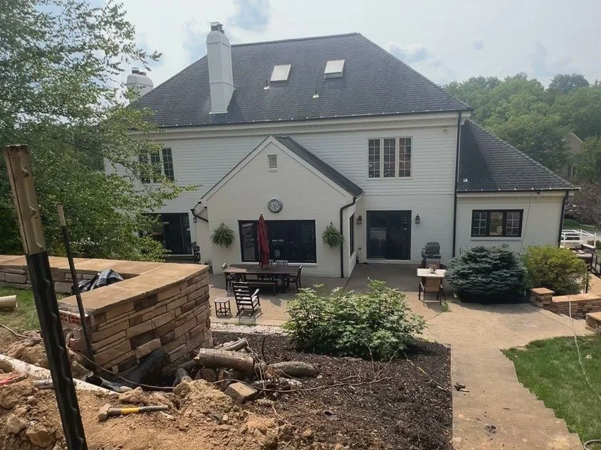 Construction of a pool terrace on a hillside