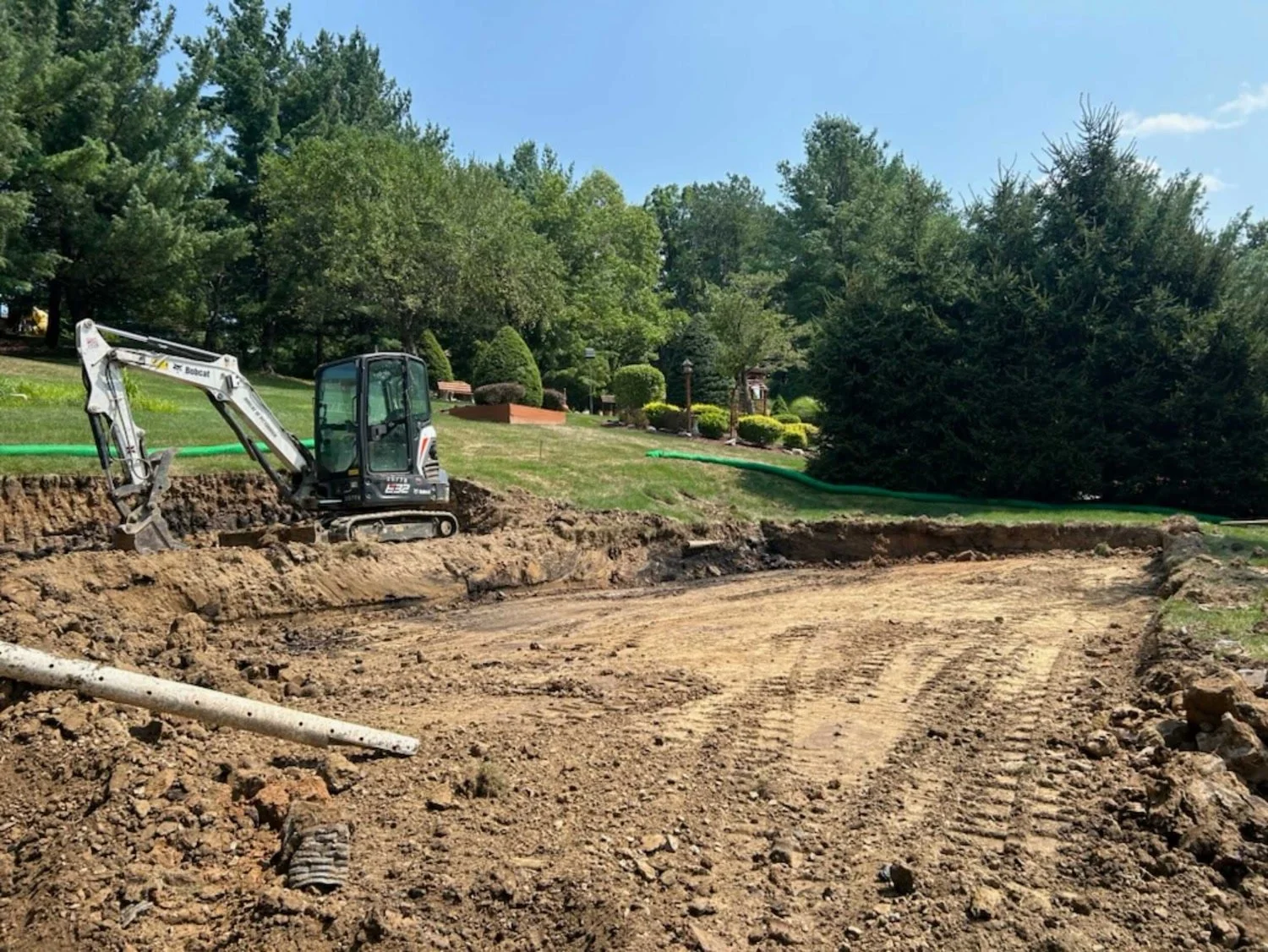 Construction of a pool terrace on a hillside