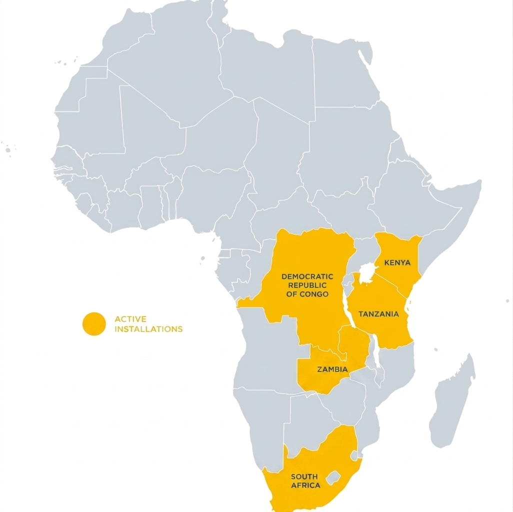 Africa map showing GridX project locations