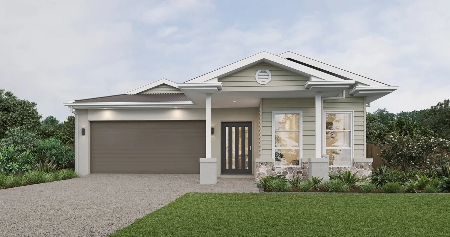 Facade of a four-bedroom single-storey home, Yarrabilba