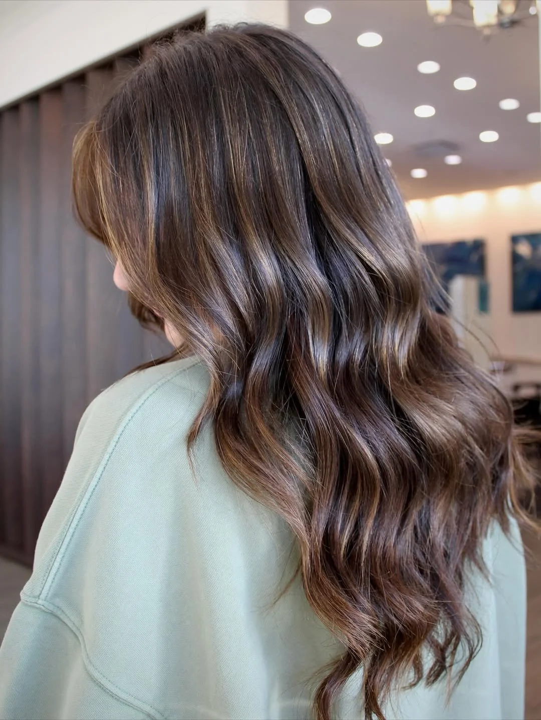 Rich Brunette All-Over Aveda Color and Gray Coverage