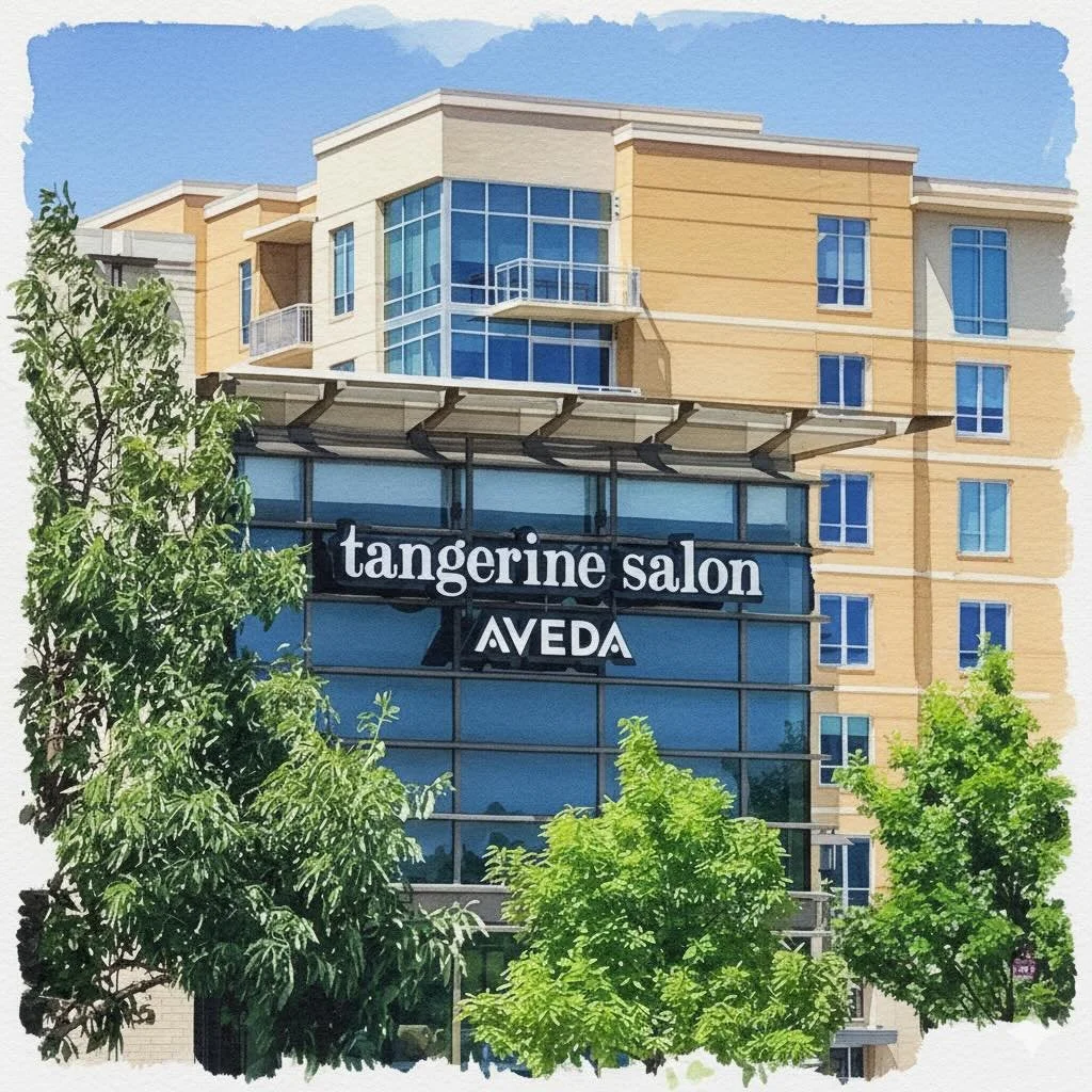 Tangerine Salon stylist with client at Preston Hollow Village Dallas near NorthPark Center