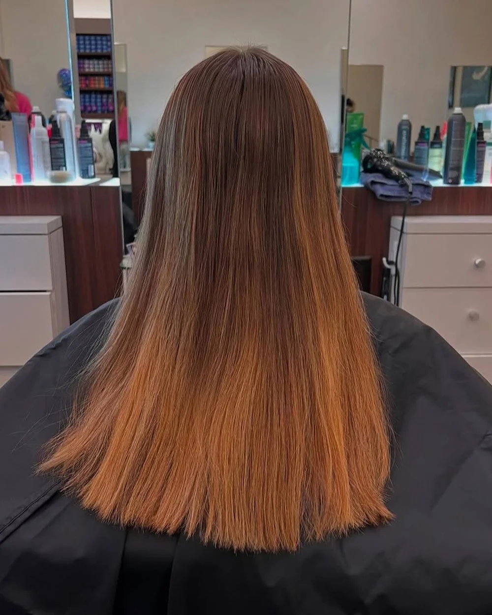 Before brunette balayage at Tangerine Salon Dallas-Fort Worth