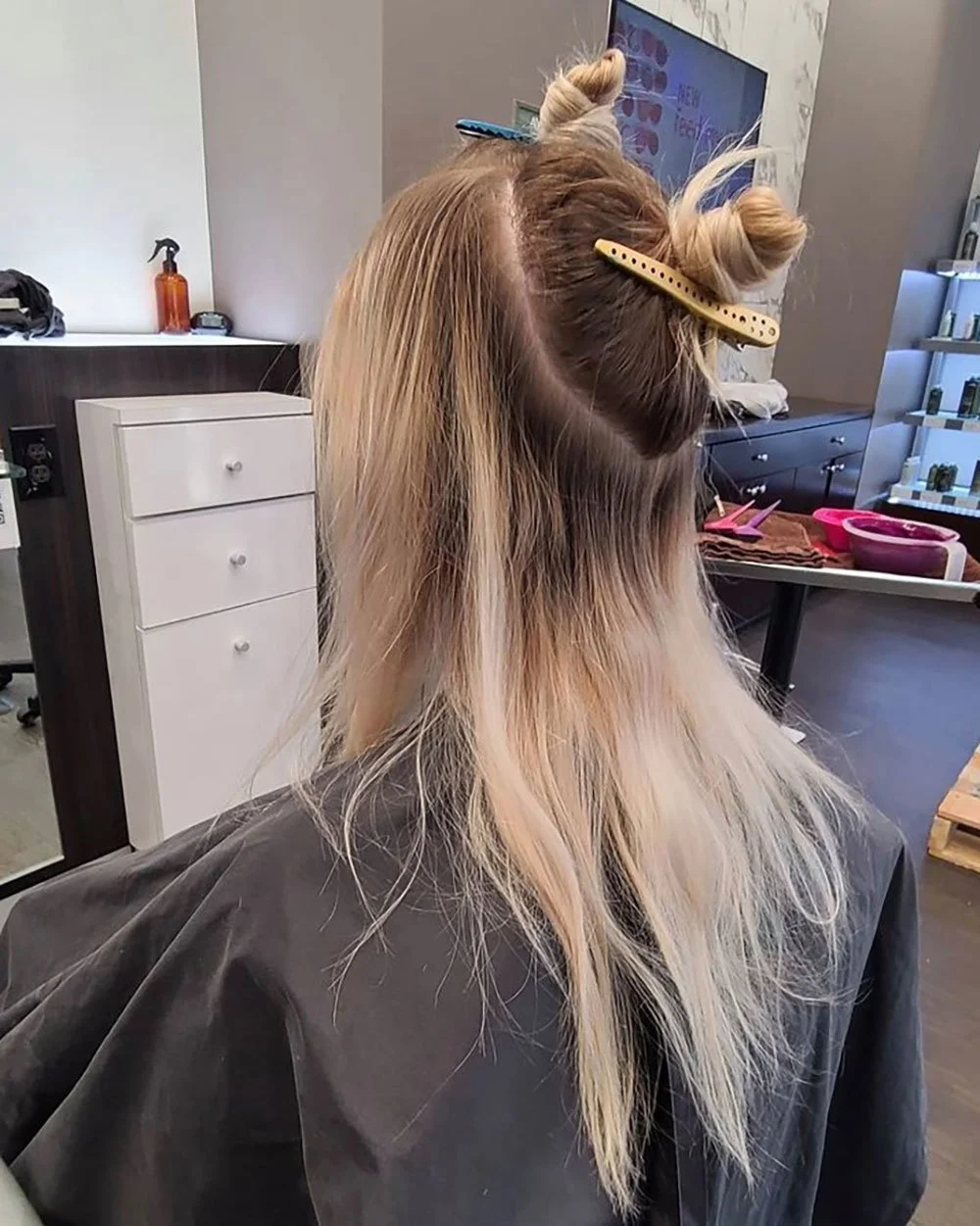 Before vivid hair color at Tangerine Salon Dallas-Fort Worth